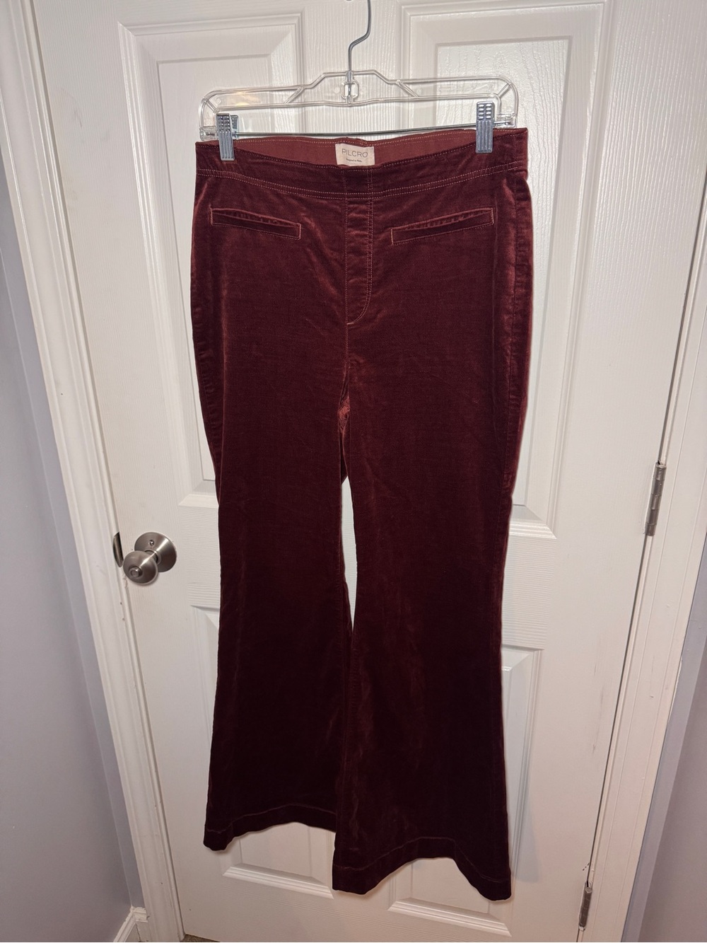 Pilcro Pull-On Mid-Rise Retro Flare Velvet Jeans - Picture 5 of 14